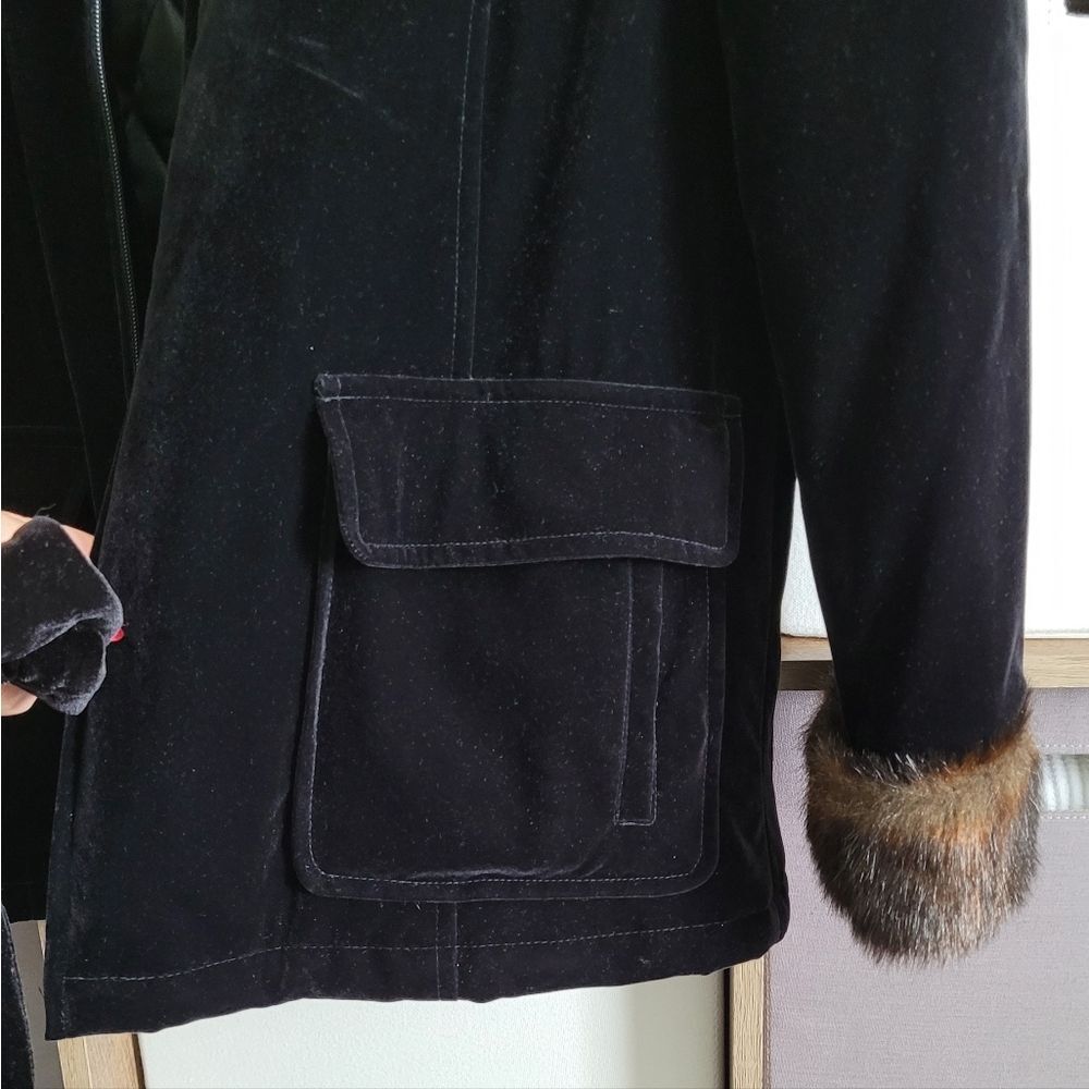 Black GALLERY Jacket with Faux Fur Trim Size Small - Picture 8 of 16
